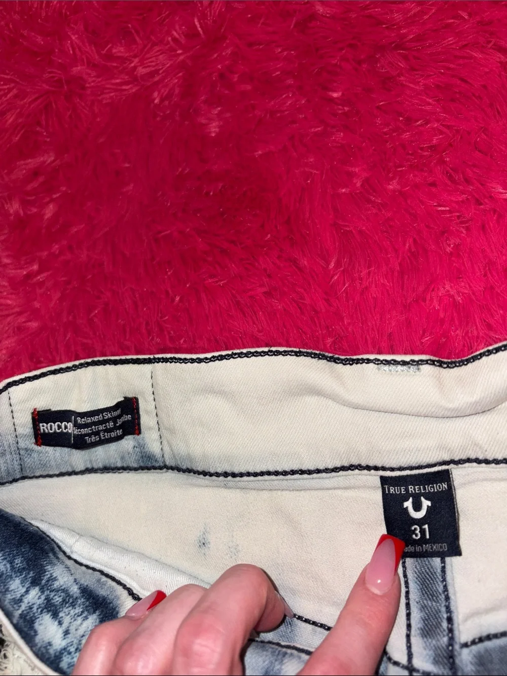 True Religion White and Black Washed Denim Jeans